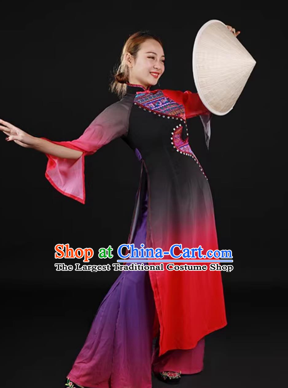 Jing Ethnic Fishing Community Women Stage Dance Performance Costume Chinese Ethnic Minority Group Dress