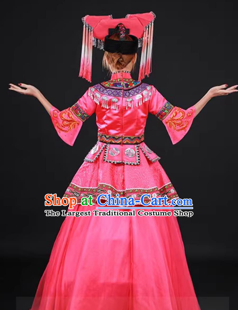 Embroidered Zhuang Ethnic Women Performance Costume March Third Festival Guangxi Yunnan Ceremonial Dress