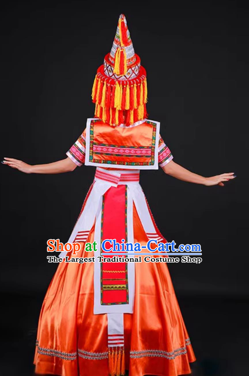 Yao Ethnic Women Ceremonial Dress Traditional Chinese Minority Dance Performance Costume