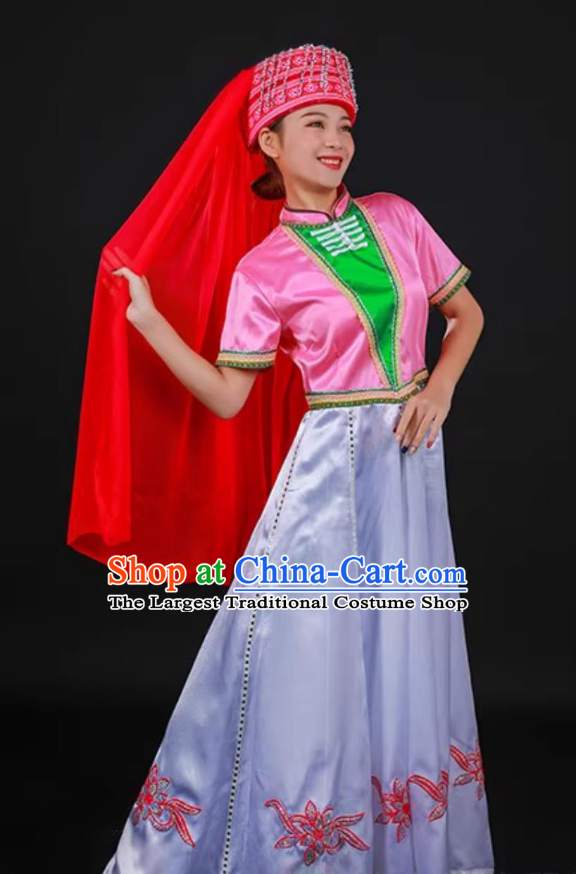 Dongxiang Ethnic Women Clothing Chinese Ningxia Minority Dance Performance Costume