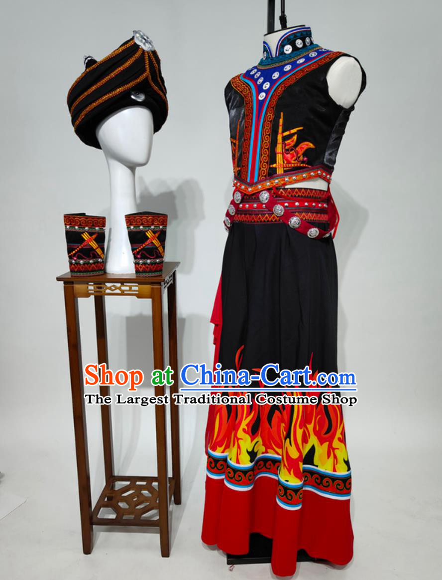 Yunnan Minority Ethnic Men Embroidered Costume Chinese Torch Festival Performance Attire