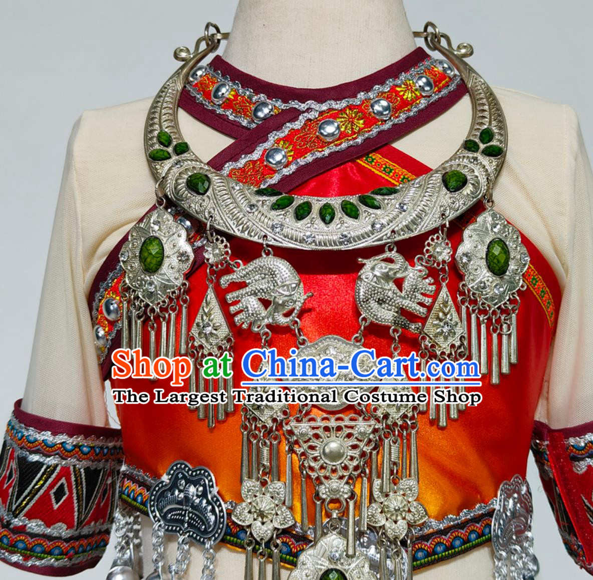 Miao Ethnic Embroidered Costume Chinese School Celebration Little Girls Traditional Performance Attire