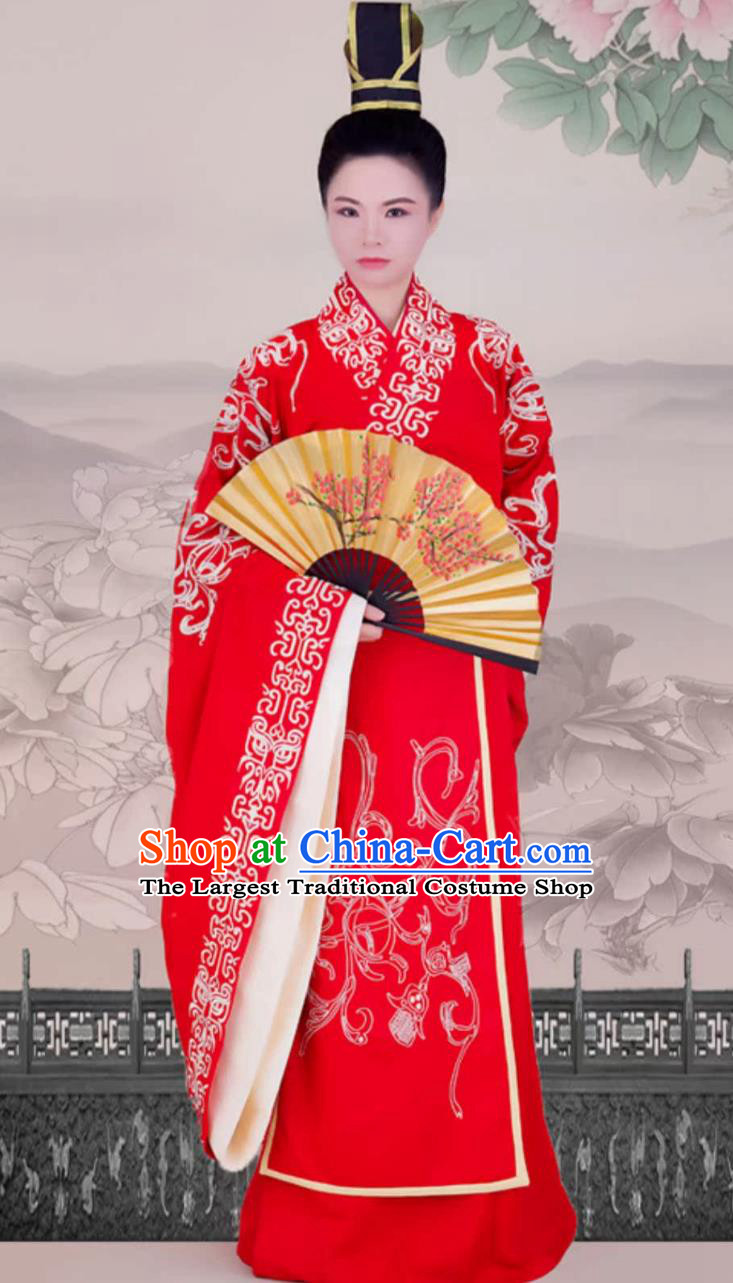 Zhou Dynasty Groom Embroidered Red Gown Ancient Chinese Clothing Emperor Wedding Hanfu