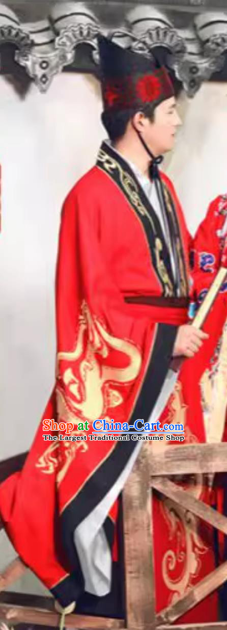 Chinese Tang Dynasty Wedding Costume Men Embroidered Attire Ancient Groom Hanfu