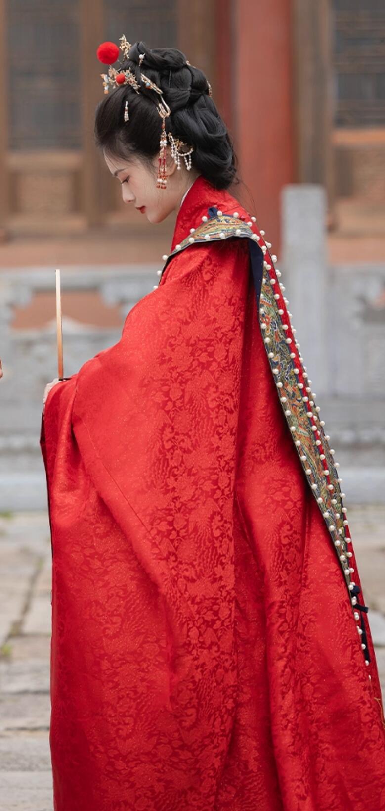Traditional Chinese Wedding Hanfu Dress Ancient Ming Dynasty Bride Xiapei Costumes Complete Set