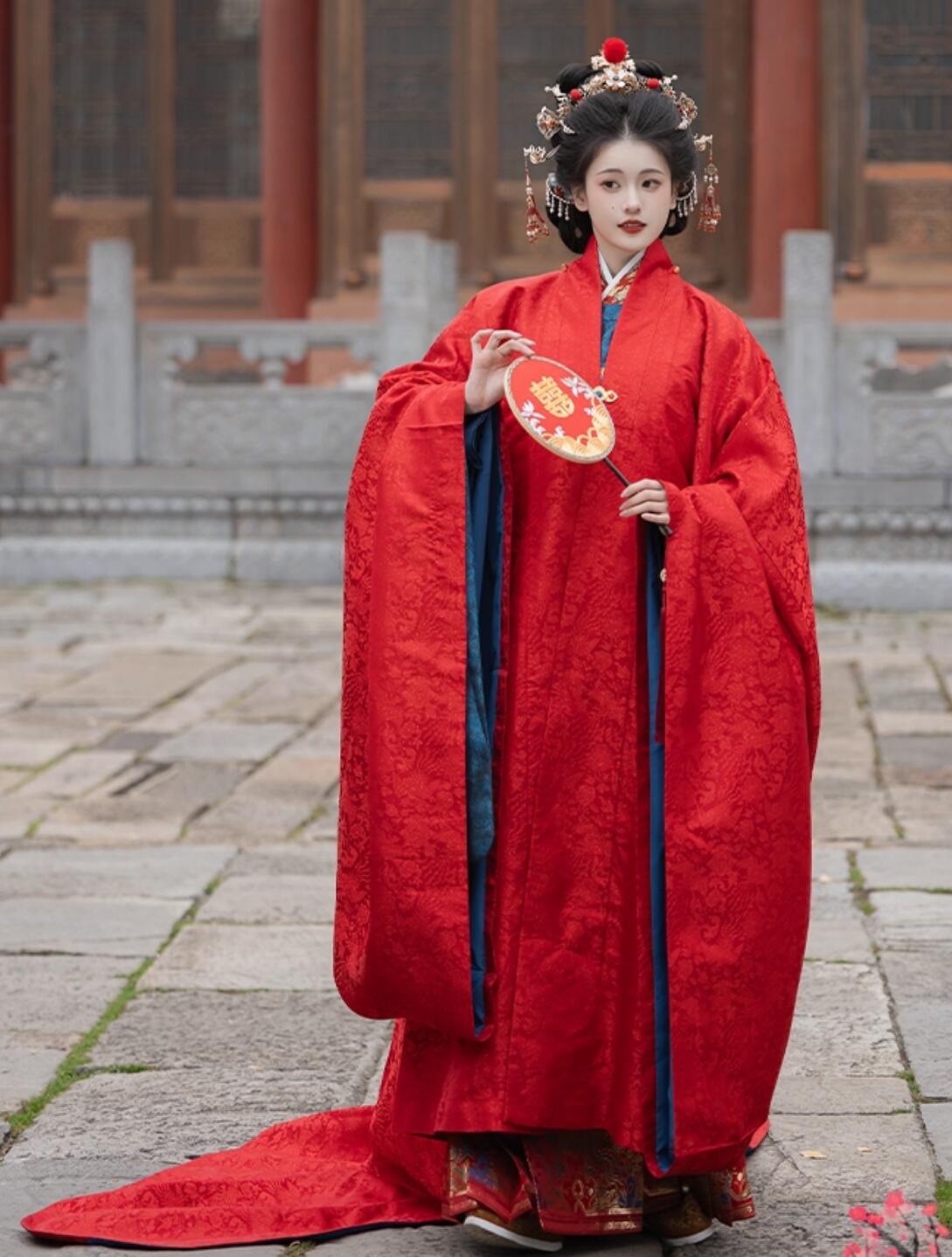 Traditional Chinese Wedding Hanfu Dress Ancient Ming Dynasty Bride Xiapei Costumes Complete Set