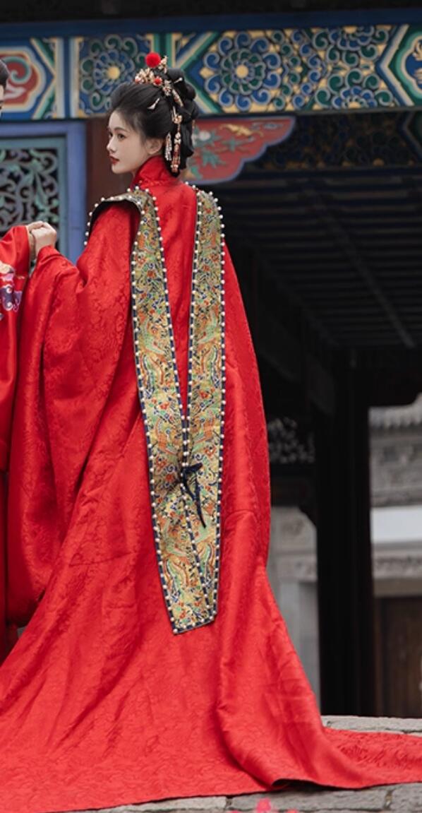 Traditional Chinese Wedding Hanfu Dress Ancient Ming Dynasty Bride Xiapei Costumes Complete Set