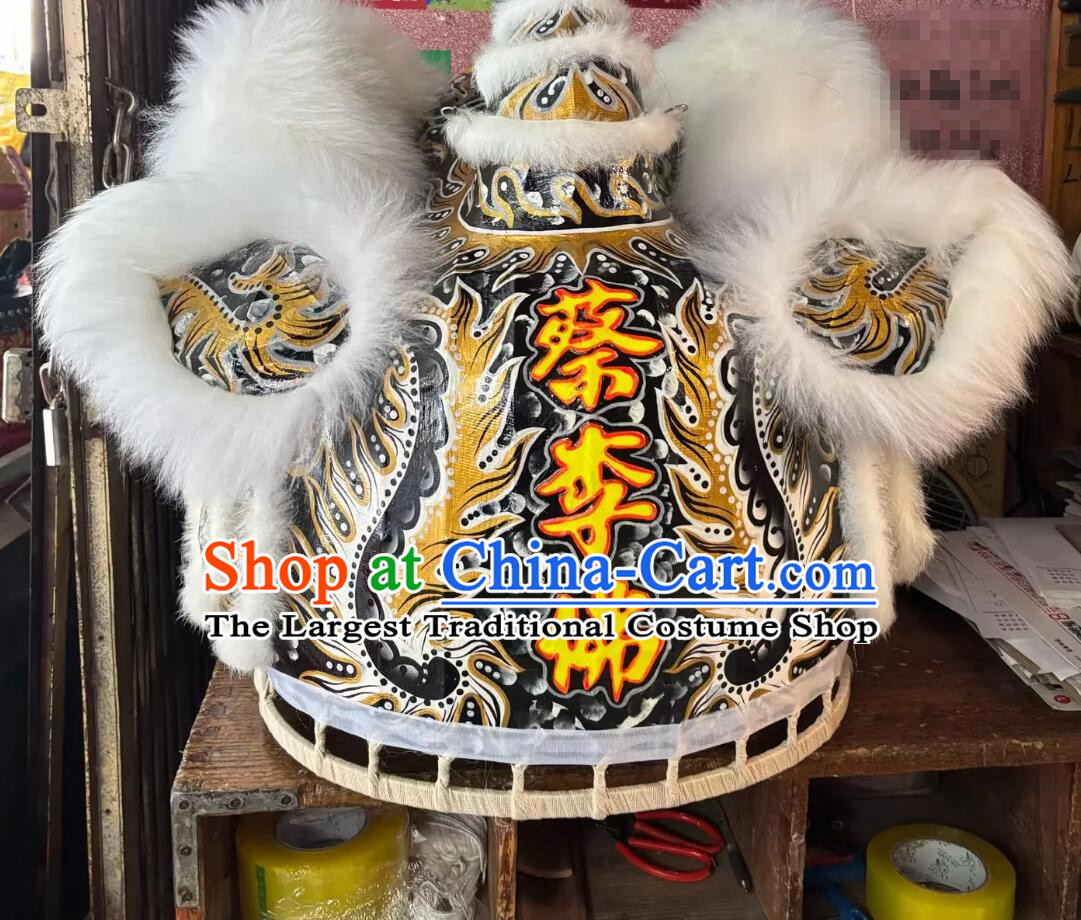 Chinese Lion Dance Costume Traditional Festival Ceremony Lion Head Equipment Handmade White Wool Fut San Lion