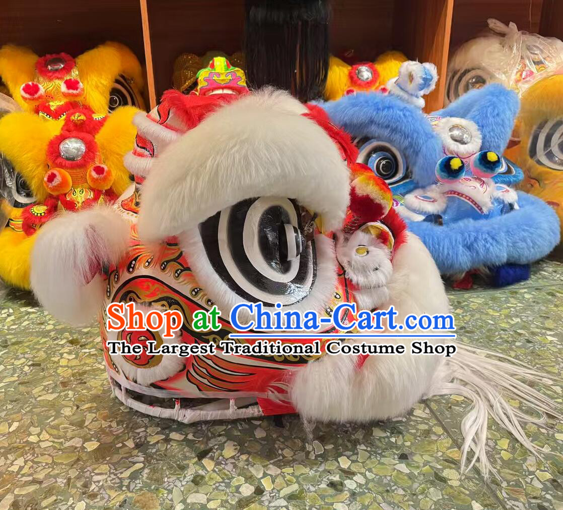 Traditional Festival Ceremony Lion Head Equipment Handmade White Wool Fut San Lion Chinese Lion Dance Costume