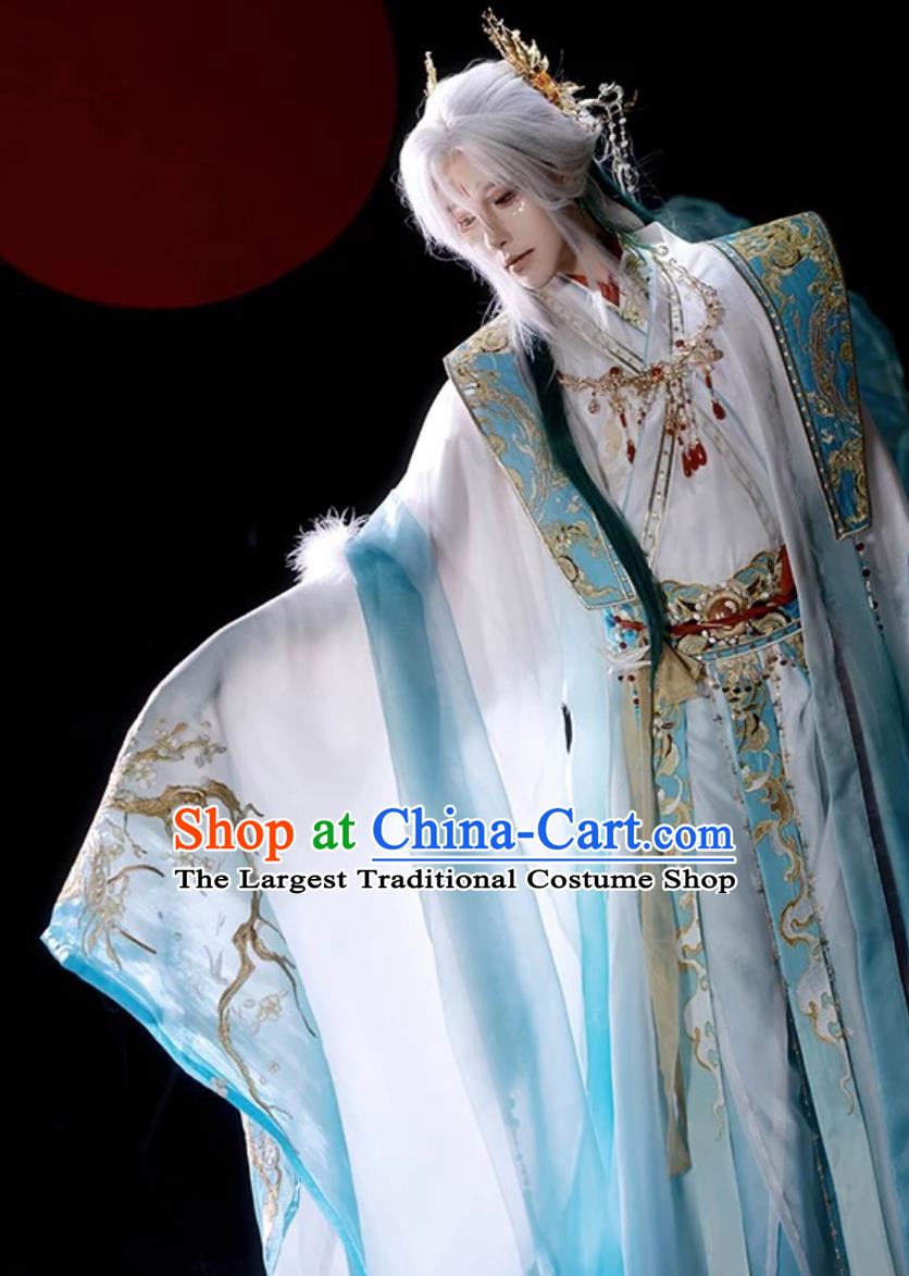 Male Blue Hanfu Ancient Chinese Clothing Legend Immortal Costume