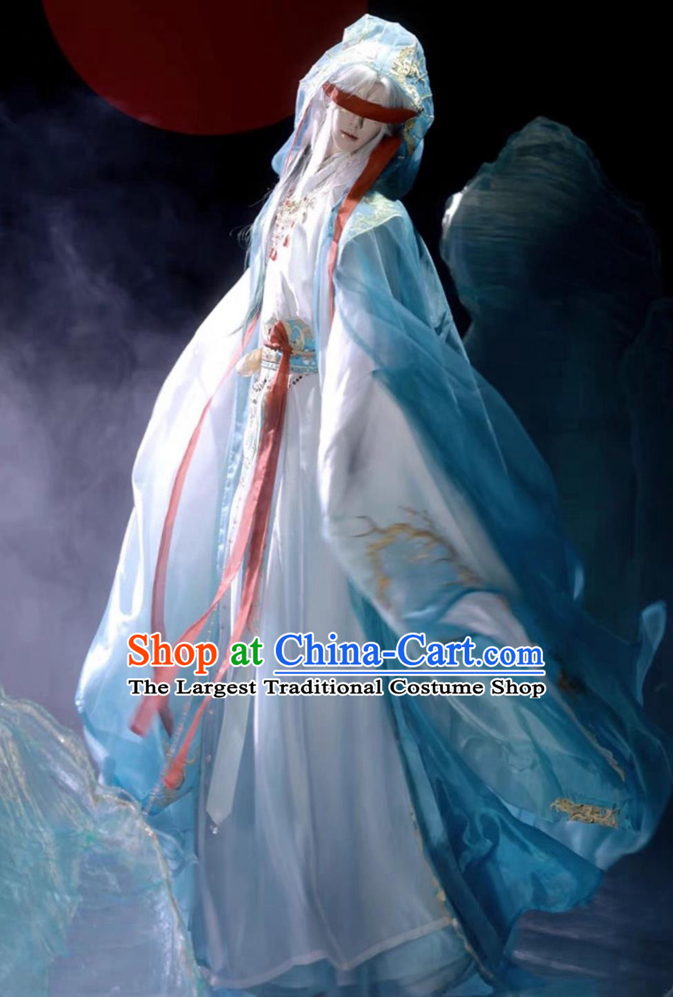 Male Blue Hanfu Ancient Chinese Clothing Legend Immortal Costume