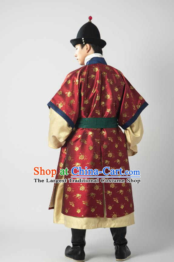 Square Collar Woven Gold Half Sleeve Cloth Armor Ming Dynasty Hanfu Bijia Cavalry Attire Sedan Bearer Uniform Historical Military Costume