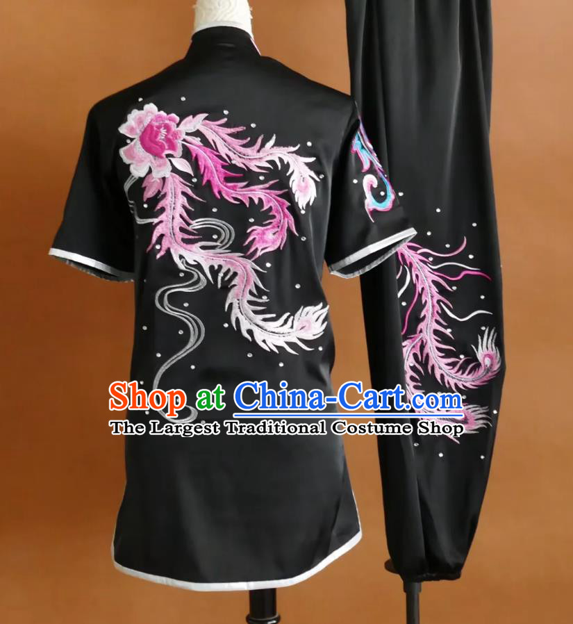 Embroidered Phoenix Wushu Uniform Changquan Performance Costume Martial Arts Group Training Clothing