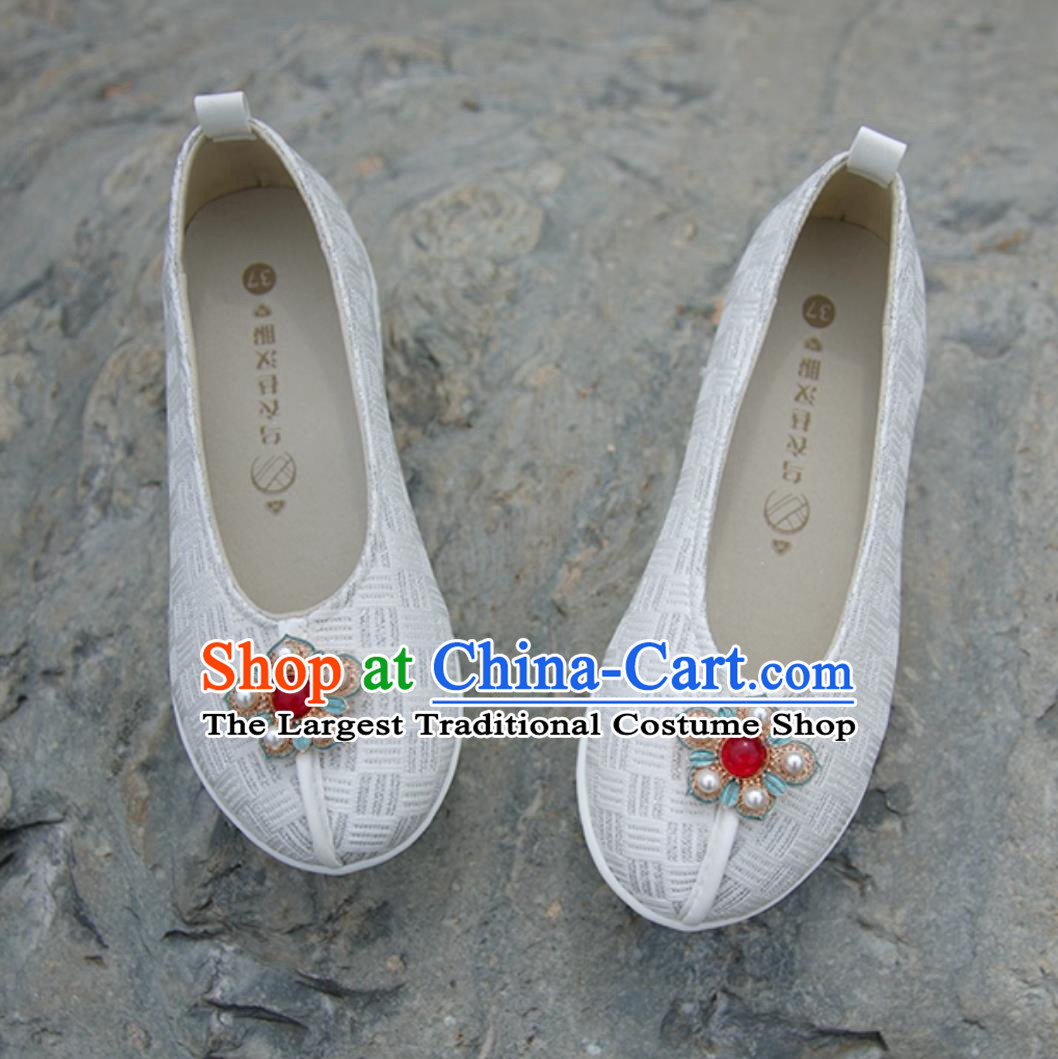 Ming Dynasty Dengyun Shoes Hanfu Shoes For Women Chinese Embroidered Platform Shoes Traditional Cloth Shoes