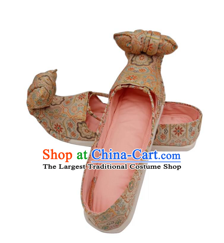 Tang Dynasty Cloud Toe Brocade Shoes Astana Hanfu Shoes Song Brocade Handmade Chinese Shoes