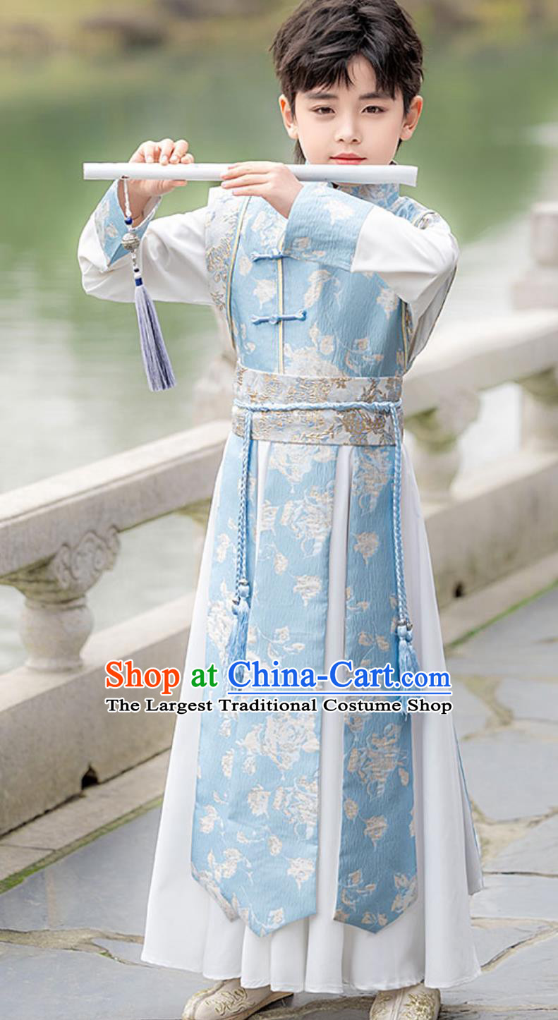 Kids Traditional Chinese Costume Ancient Style Handsome Scholar Suit Boys Hanfu Performance Outfit