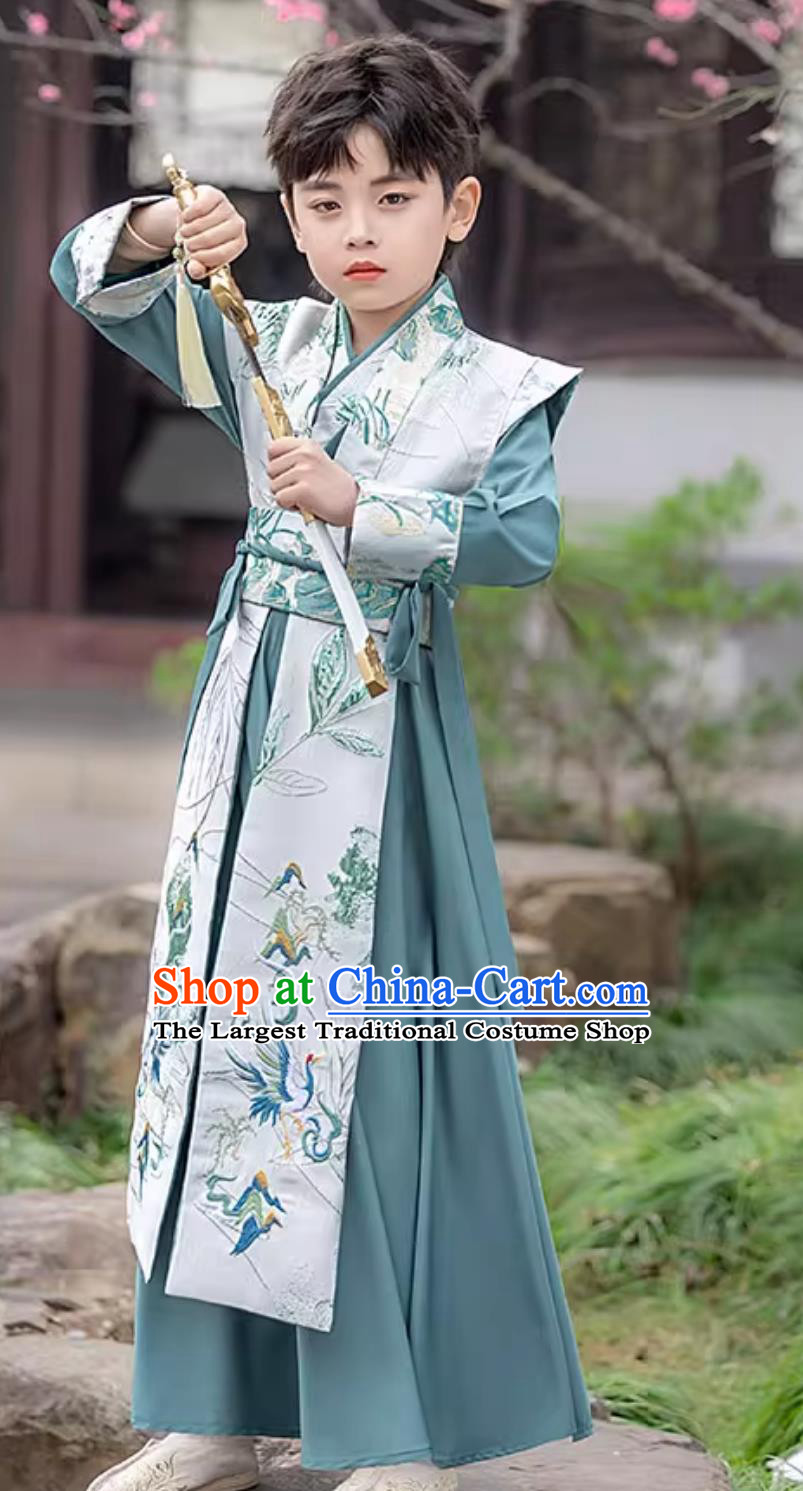Boys Chinese Ancient Costume Handsome Young Master Traditional Performance Outfit