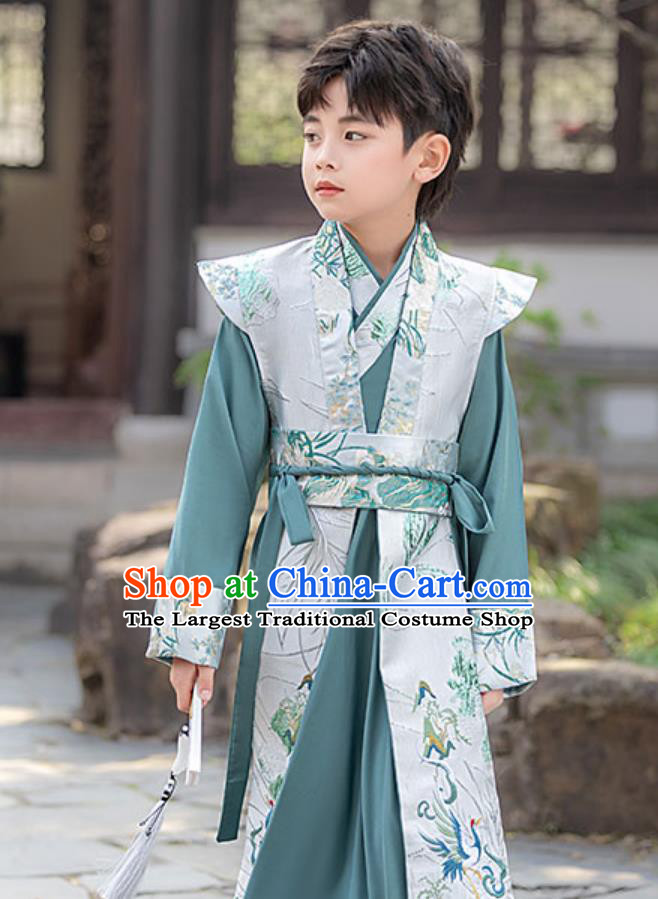 Boys Chinese Ancient Costume Handsome Young Master Traditional Performance Outfit