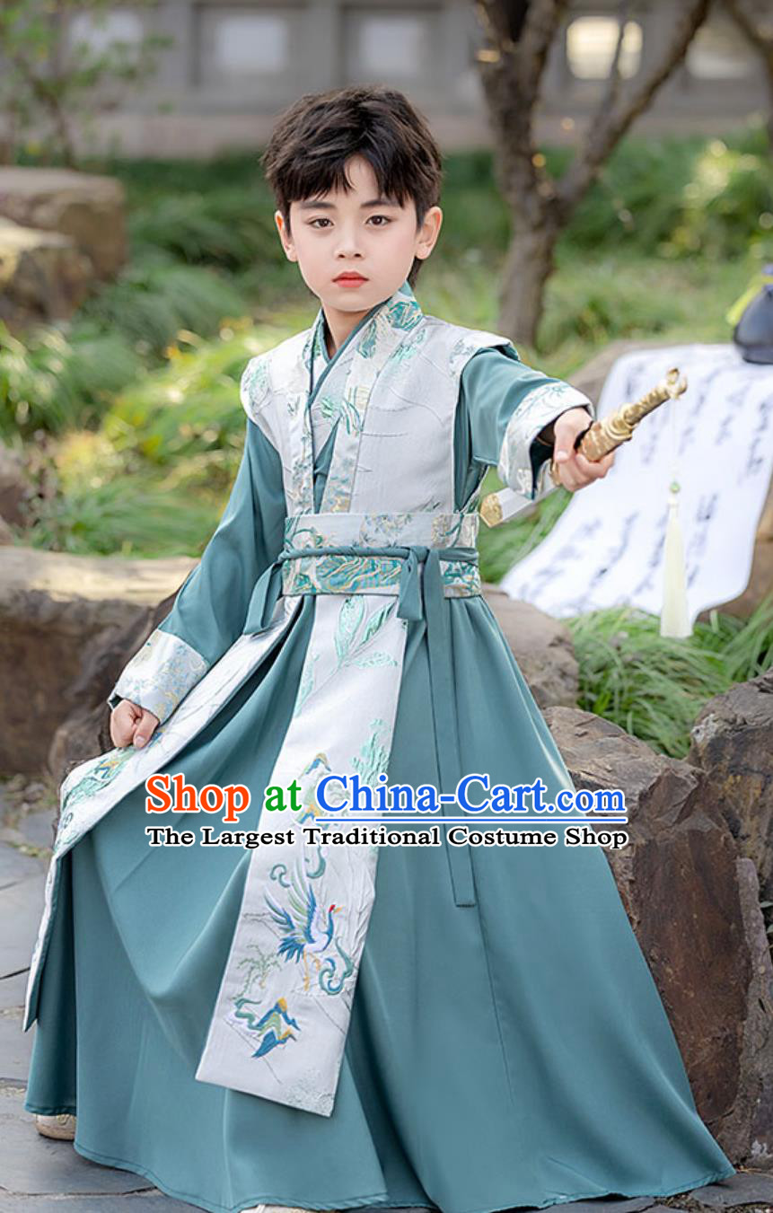 Boys Chinese Ancient Costume Handsome Young Master Traditional Performance Outfit