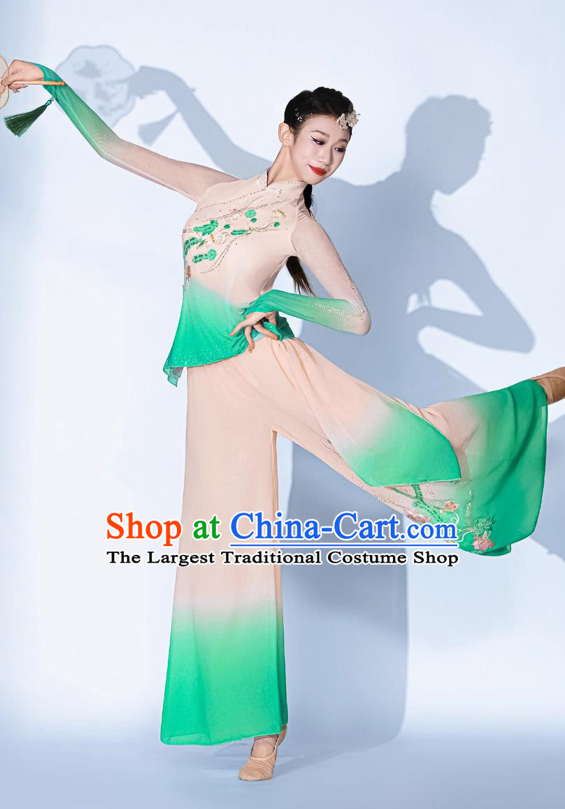 Jiaozhou Yangko Dance Clothing Ode To The Lotus Dance Performance Costume Classical Dance Chinese Fan Dance Outfit