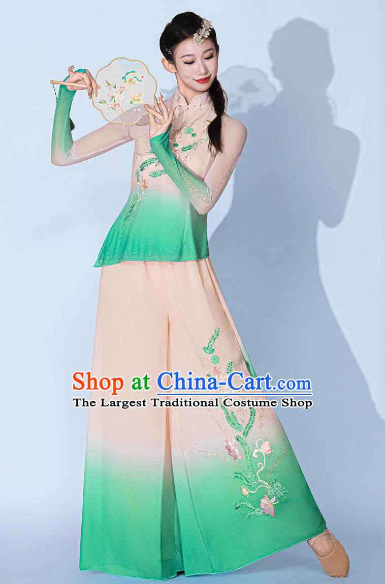 Jiaozhou Yangko Dance Clothing Ode To The Lotus Dance Performance Costume Classical Dance Chinese Fan Dance Outfit