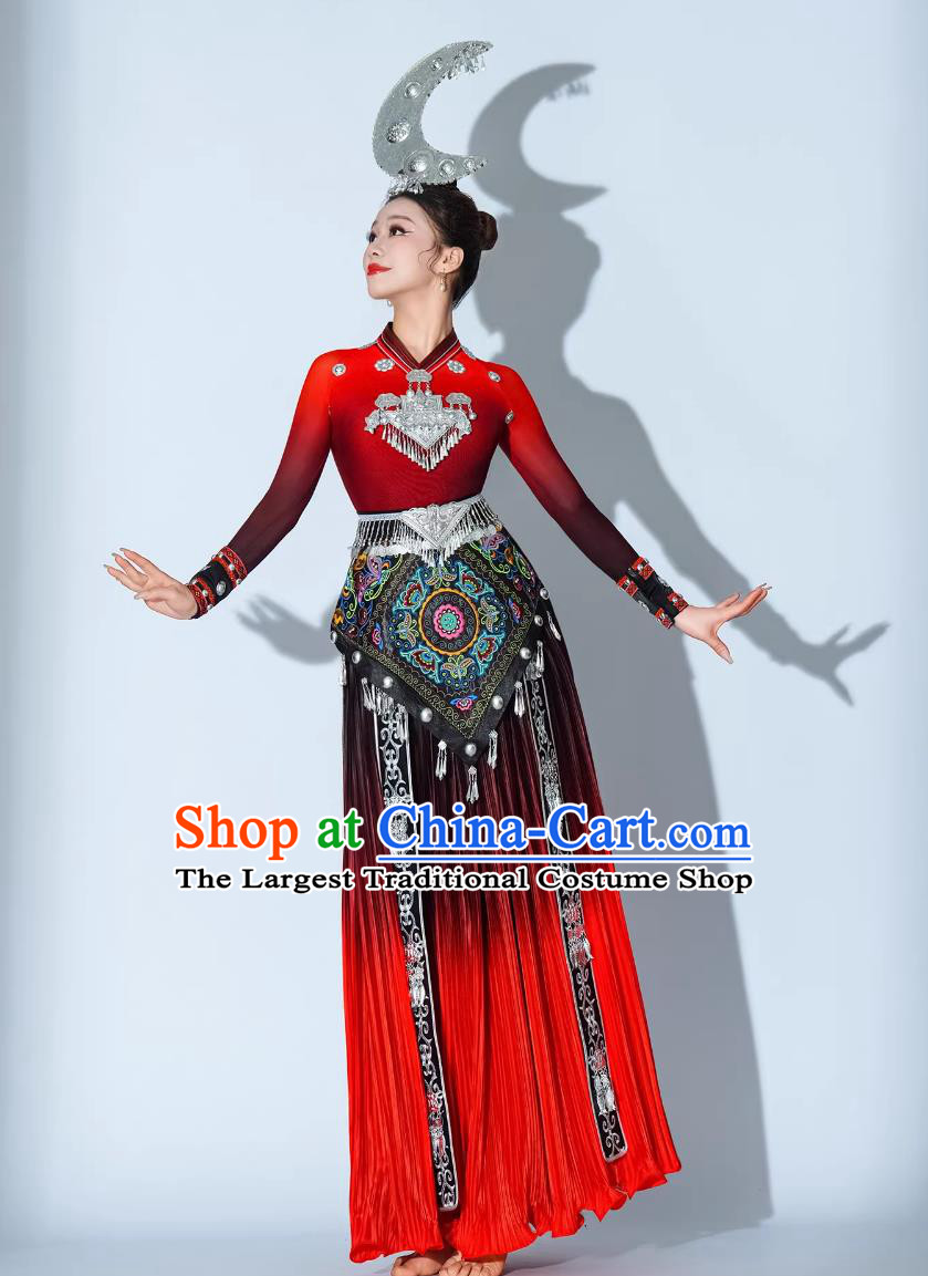 Taoli Cup Mountain Top Dance Performance Costume Hmong Minority Dance Dress Opening Dance Miao Ethnic Women Costume