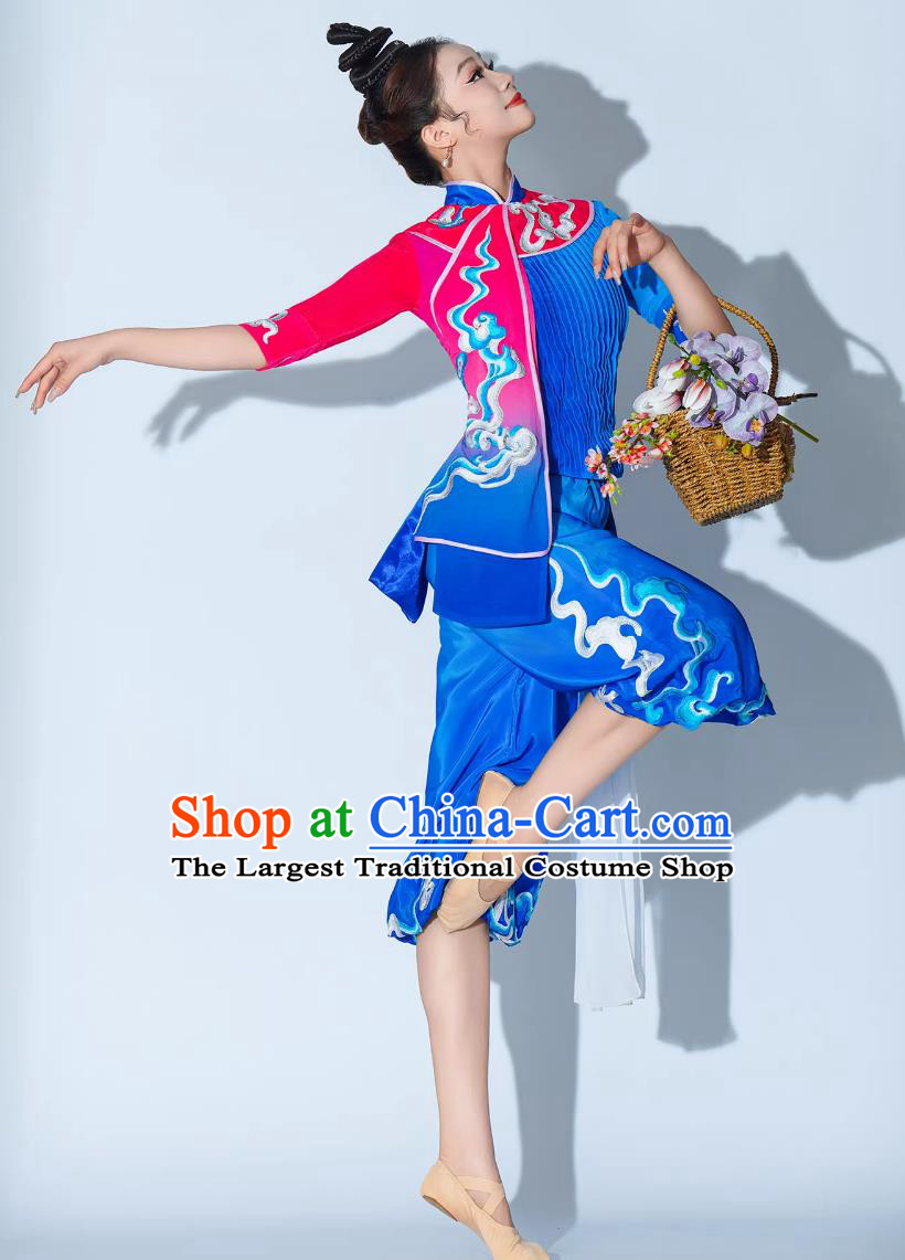 Drumbeats Welcome Returning Sails Dance Costume Jiaozhou Yangko Women Dance Clothing Chinese Lantern Dance Outfit