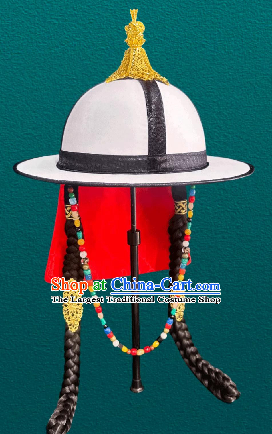 White Hat General Prince Hat Mongolian Dance Performance Photography Headpiece
