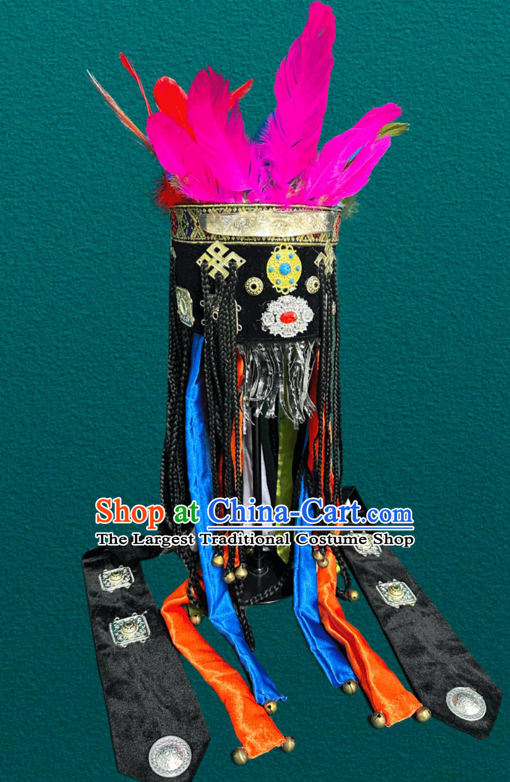 Mongolian Traditional Black Performance Shaman Hat