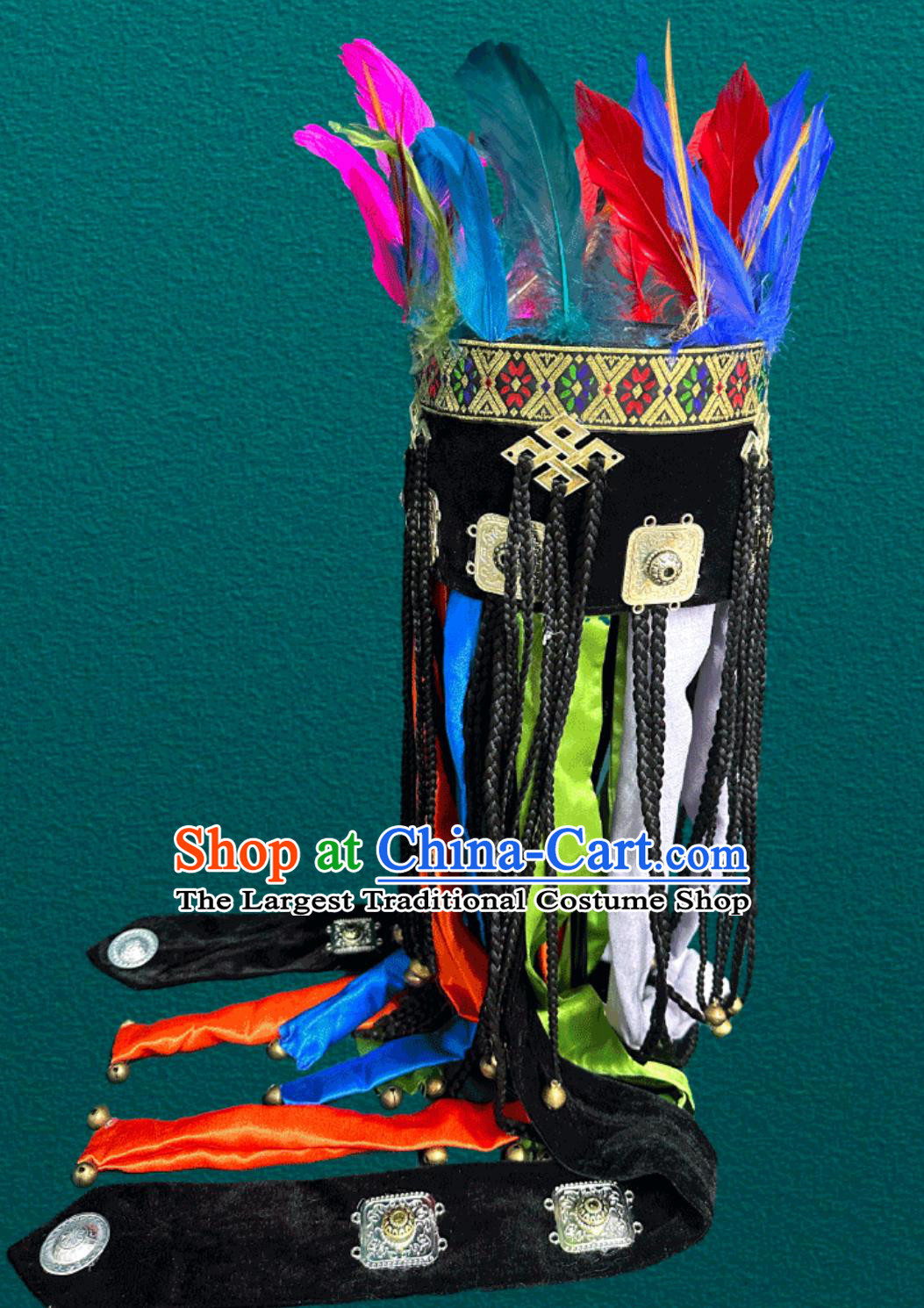 Mongolian Traditional Black Performance Shaman Hat