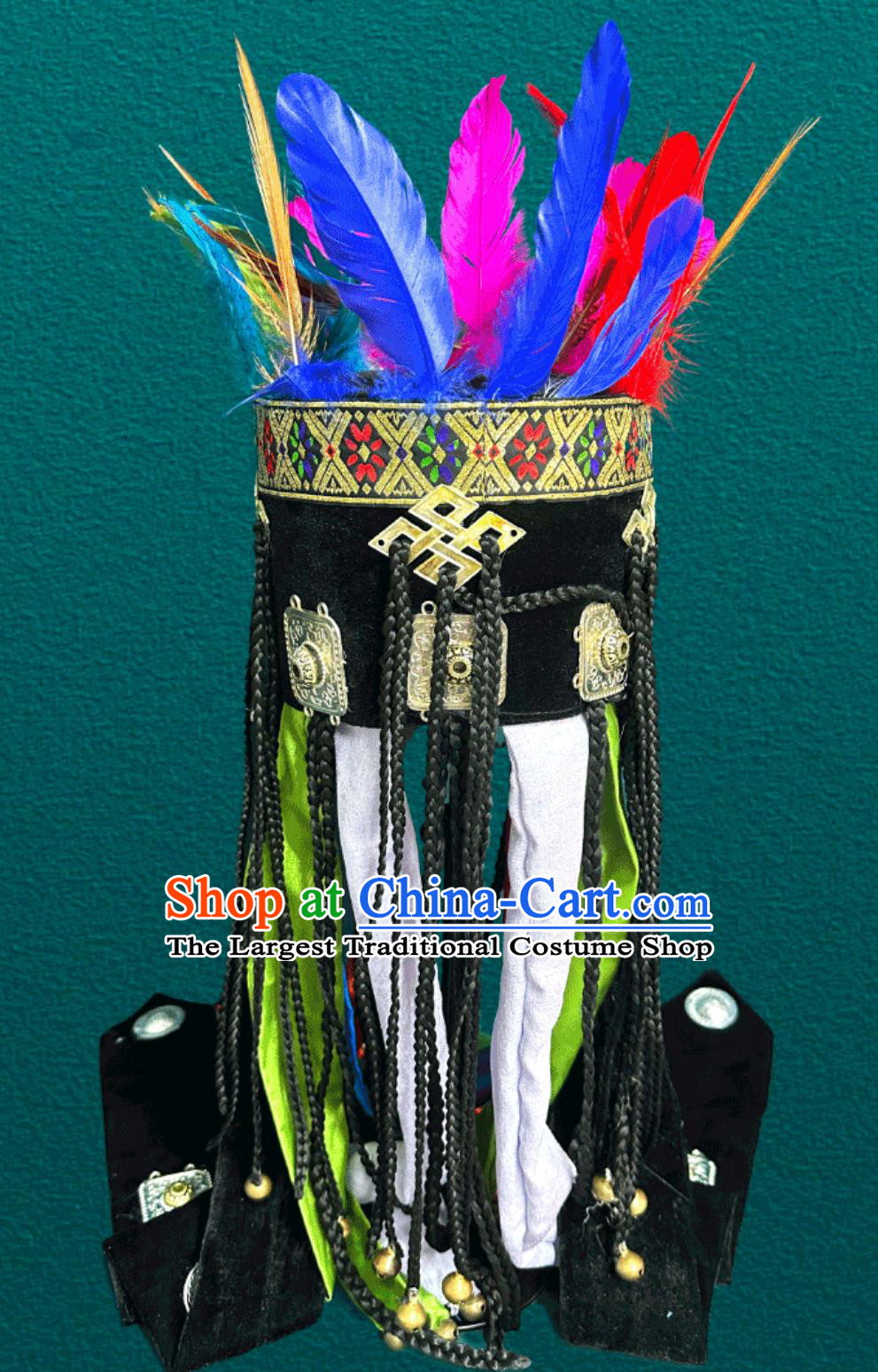Mongolian Traditional Black Performance Shaman Hat