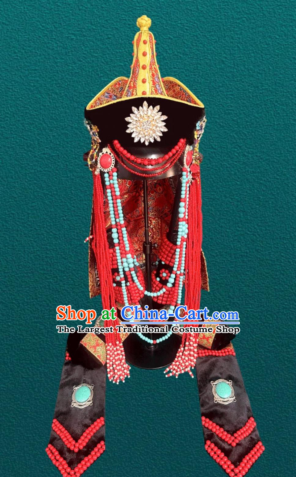 Ladies Mongolian Headpiece Chinese Mongolia Show Dance Performance Hair Accessory Princess Hat