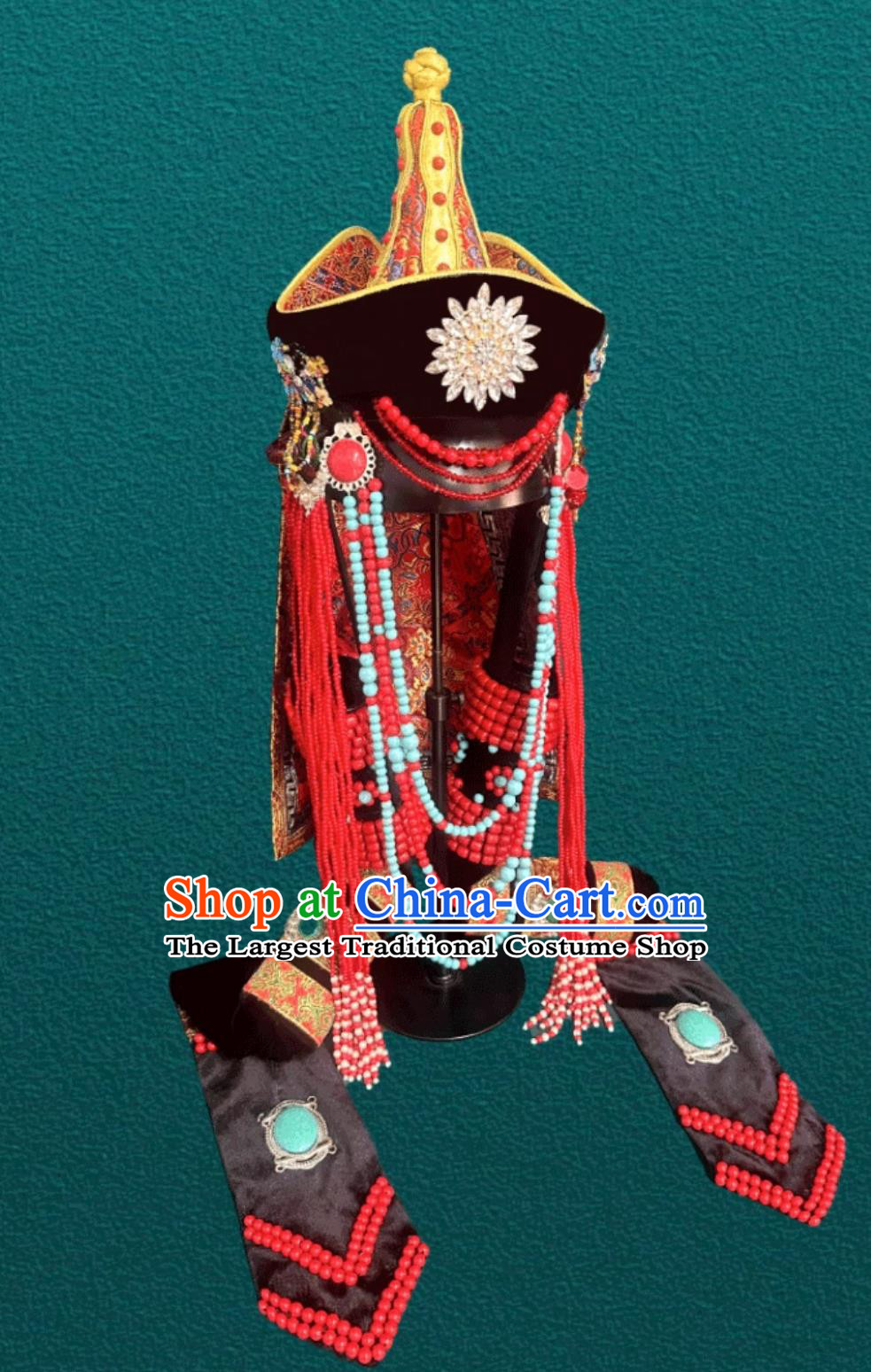 Ladies Mongolian Headpiece Chinese Mongolia Show Dance Performance Hair Accessory Princess Hat