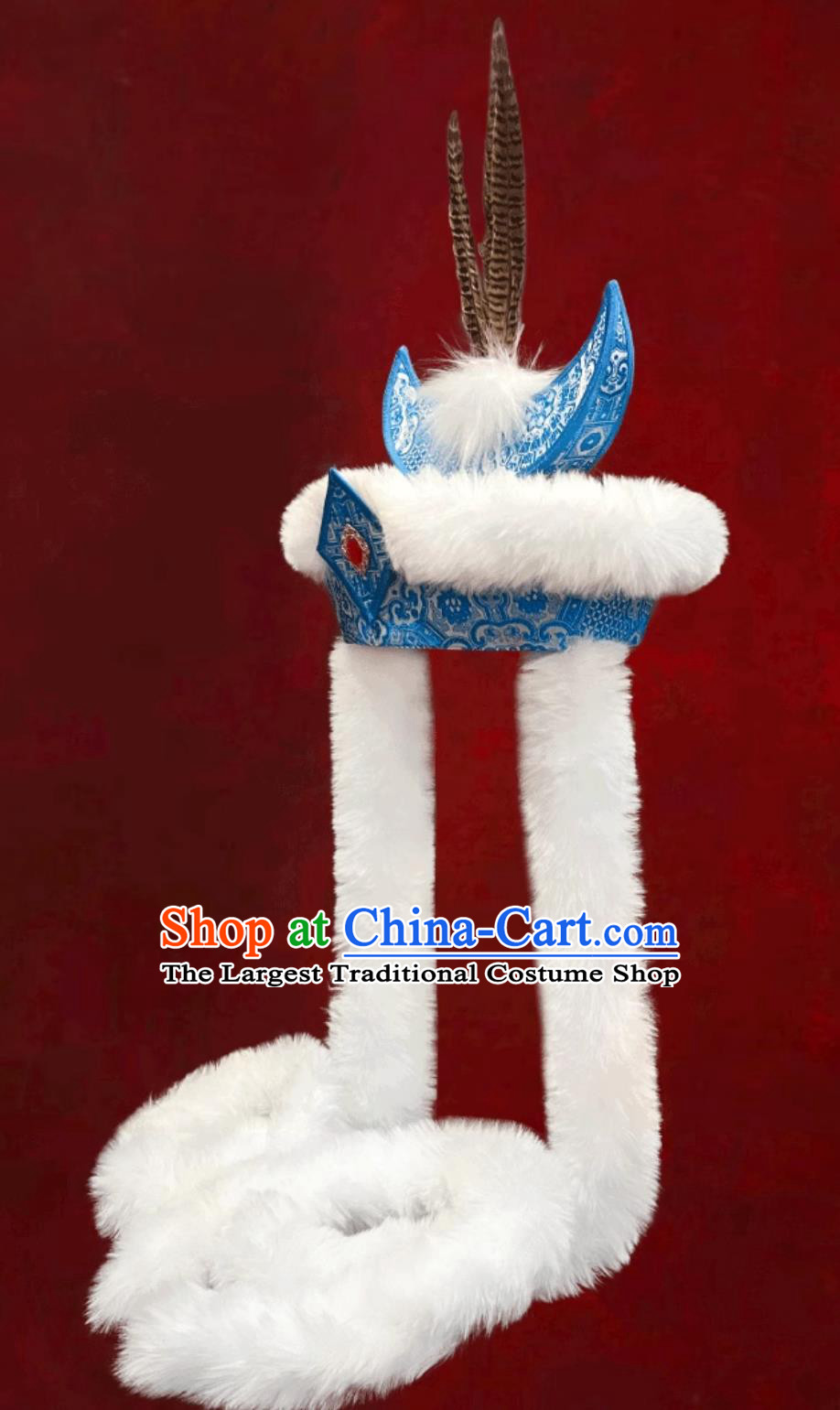 Mongolian Ladies Blue Hat Mongolia Dance Hair Accessory Chinese Opera Performance Headpiece