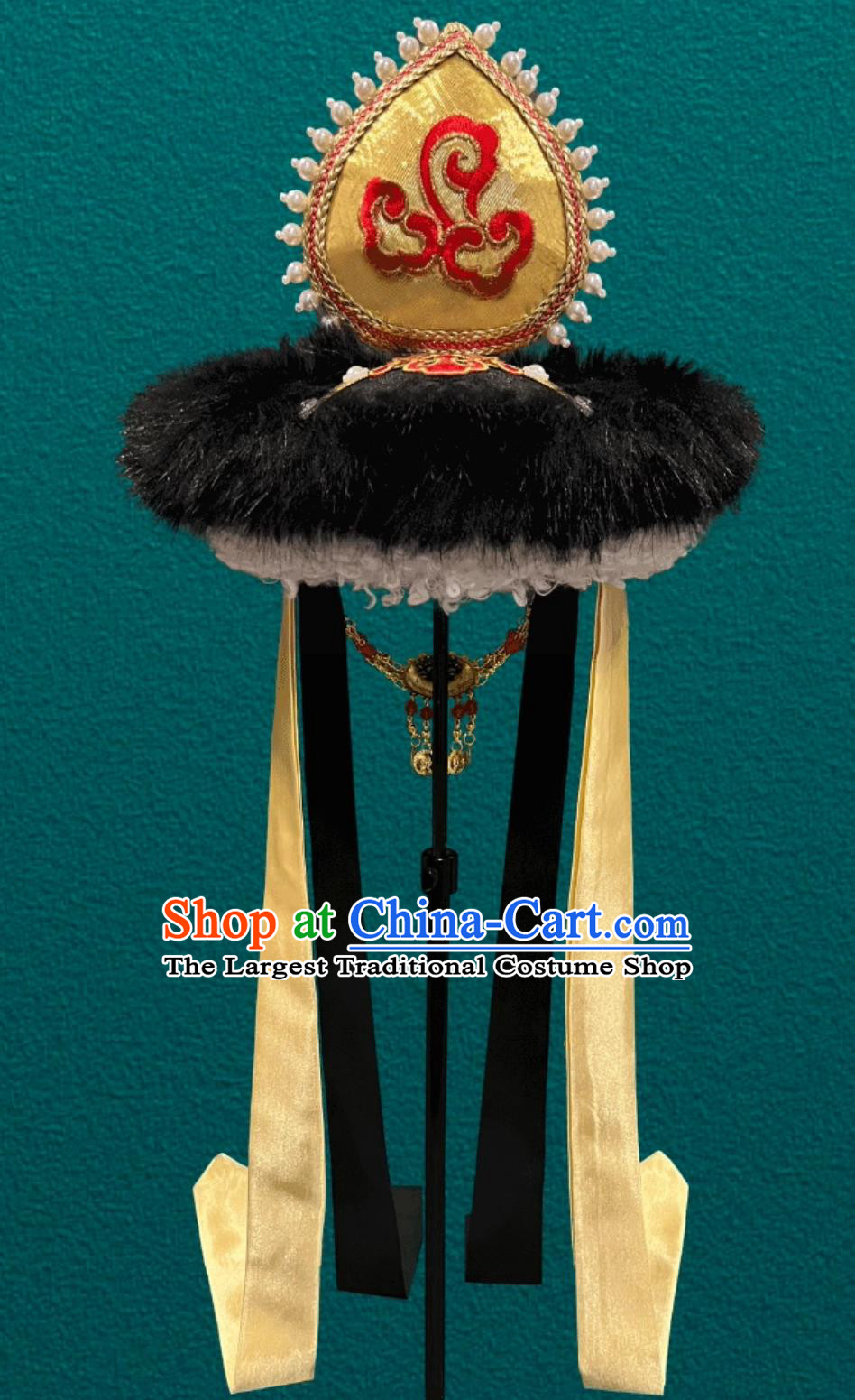 Mongolia Dance Fluffy Hair Accessory Chinese Opera Performance Headpiece Mongolian Ladies Hat