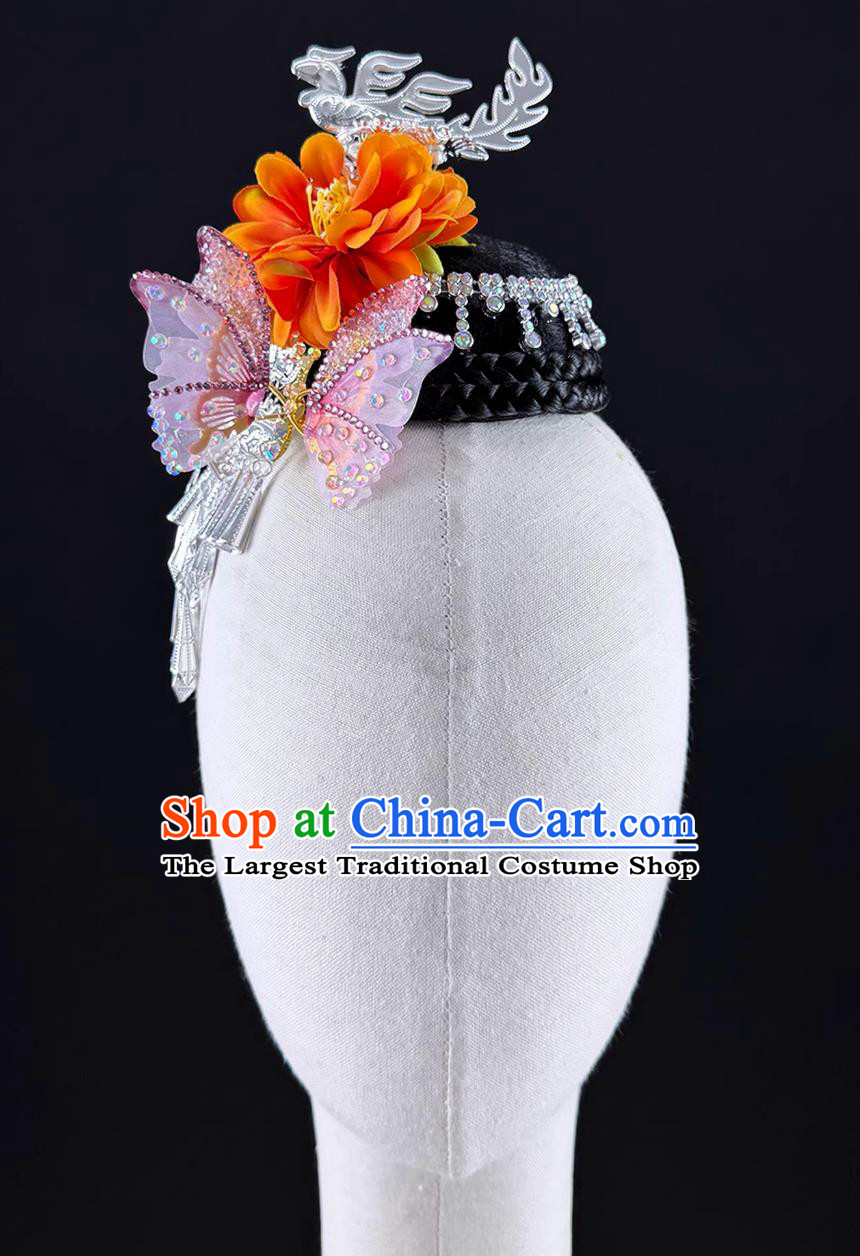 Miao Performance Hair Jewelries Chinese Ethnic Minority Miao Headdress Solo Dance Headpiece