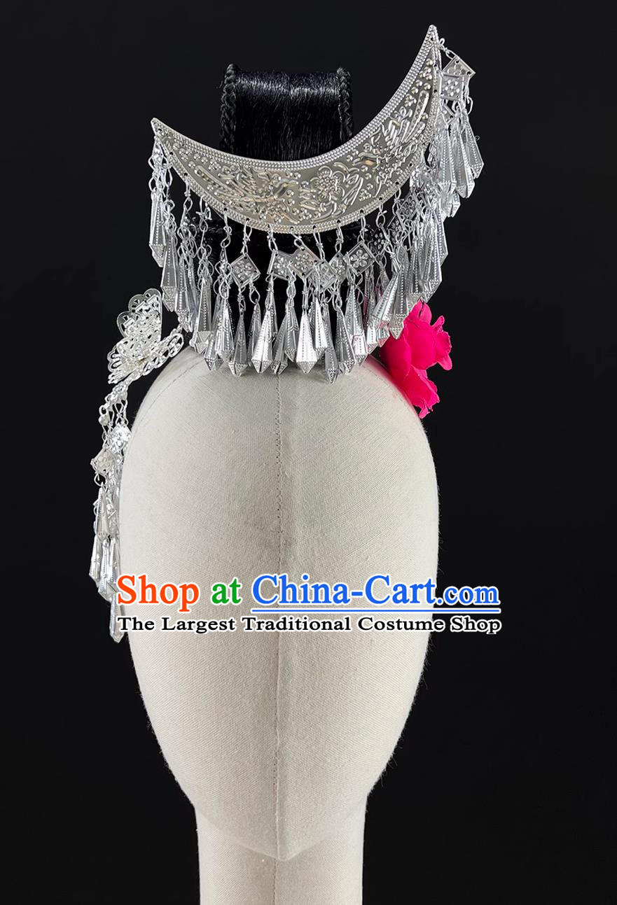 Miao Festival Dance Headpiece Performance Hair Jewelries Chinese Ethnic Minority Miao Headdress