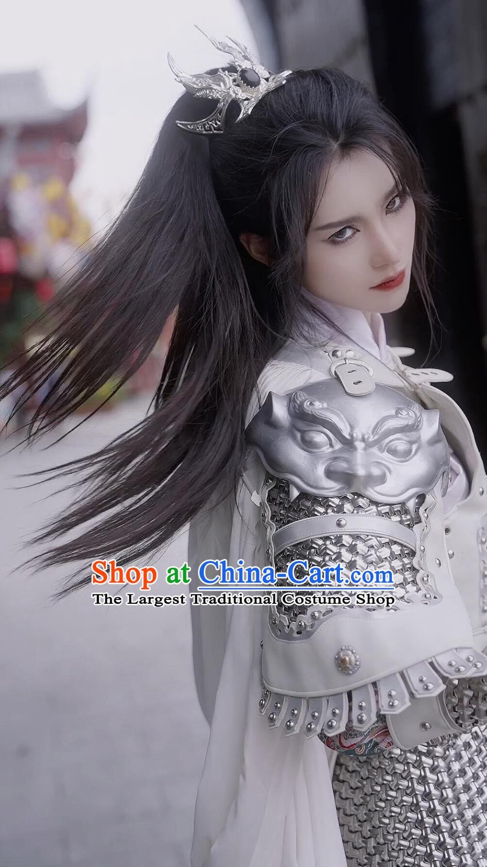 Handmade Chainmail Armor Zhao Yun Armour Chinese Han Dynasty Hero Zhao Zilong Silver Armor and Helmet Full Set