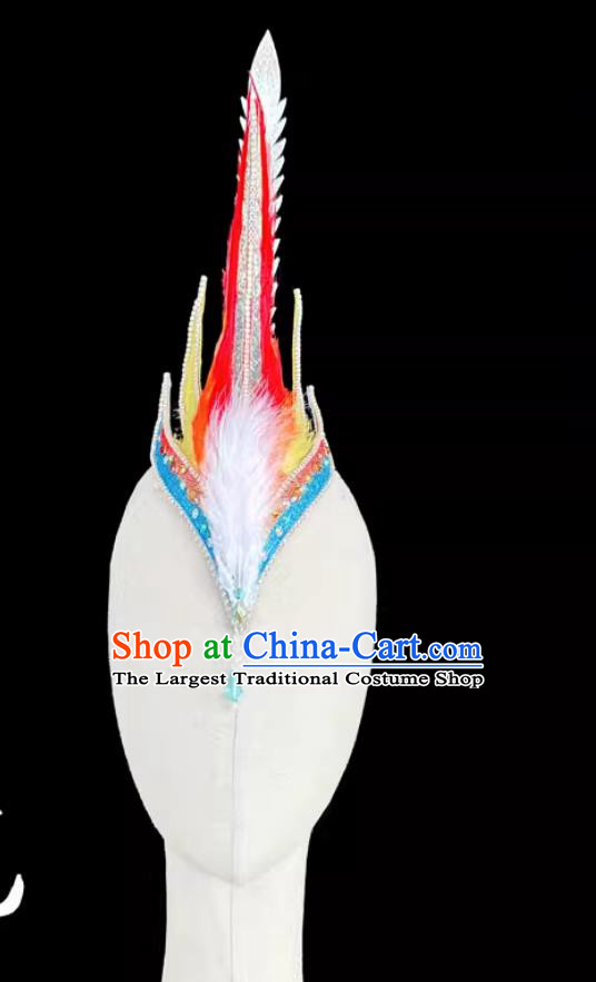 Miao Performance Dan Feng Chao Yang Dance Headdress Silver Hair Accessories Feather Ornaments Hair Accessories