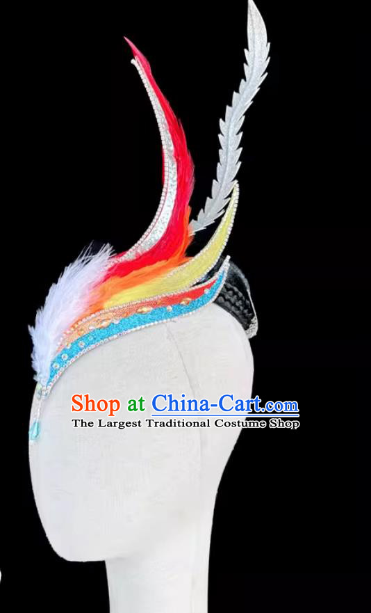 Miao Performance Dan Feng Chao Yang Dance Headdress Silver Hair Accessories Feather Ornaments Hair Accessories