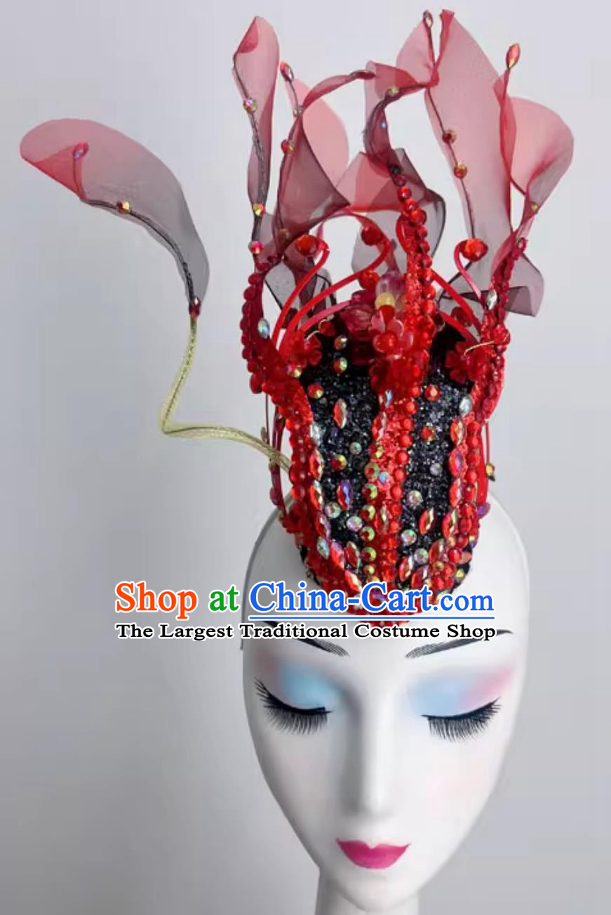 Xinjiang Uyghur Dance Headdress Western Regions Fire Headpiece Chinese Ethnic Dance Headwear