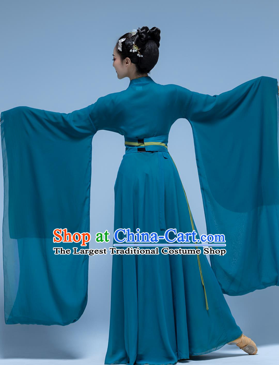 Hanfu Wide Sleeves Classical Dance Performance Costume Women Flowy Ancient Style Large Sleeve Gown