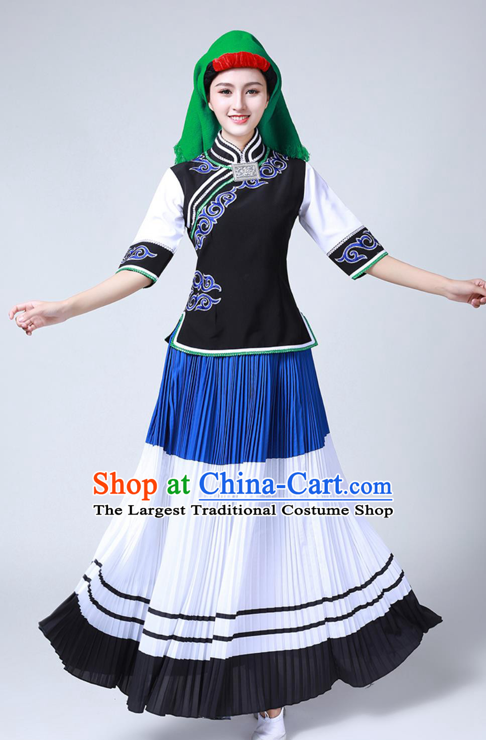 Chinese Ethnic Dance Performance Costume Yi Minority Large Skirt Outfit