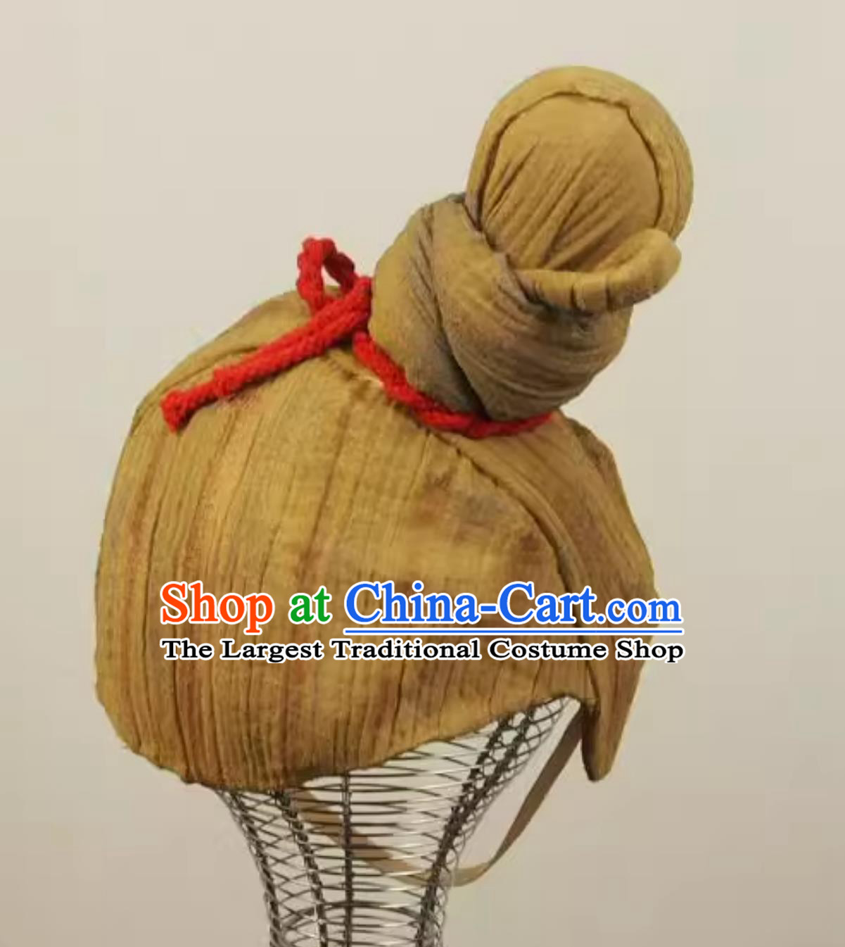 Chinese Warring States Soldier Earthy Yellow Helmet Qin Dynasty Terracotta Warrior Headgear Cuju Polo Performance Hat