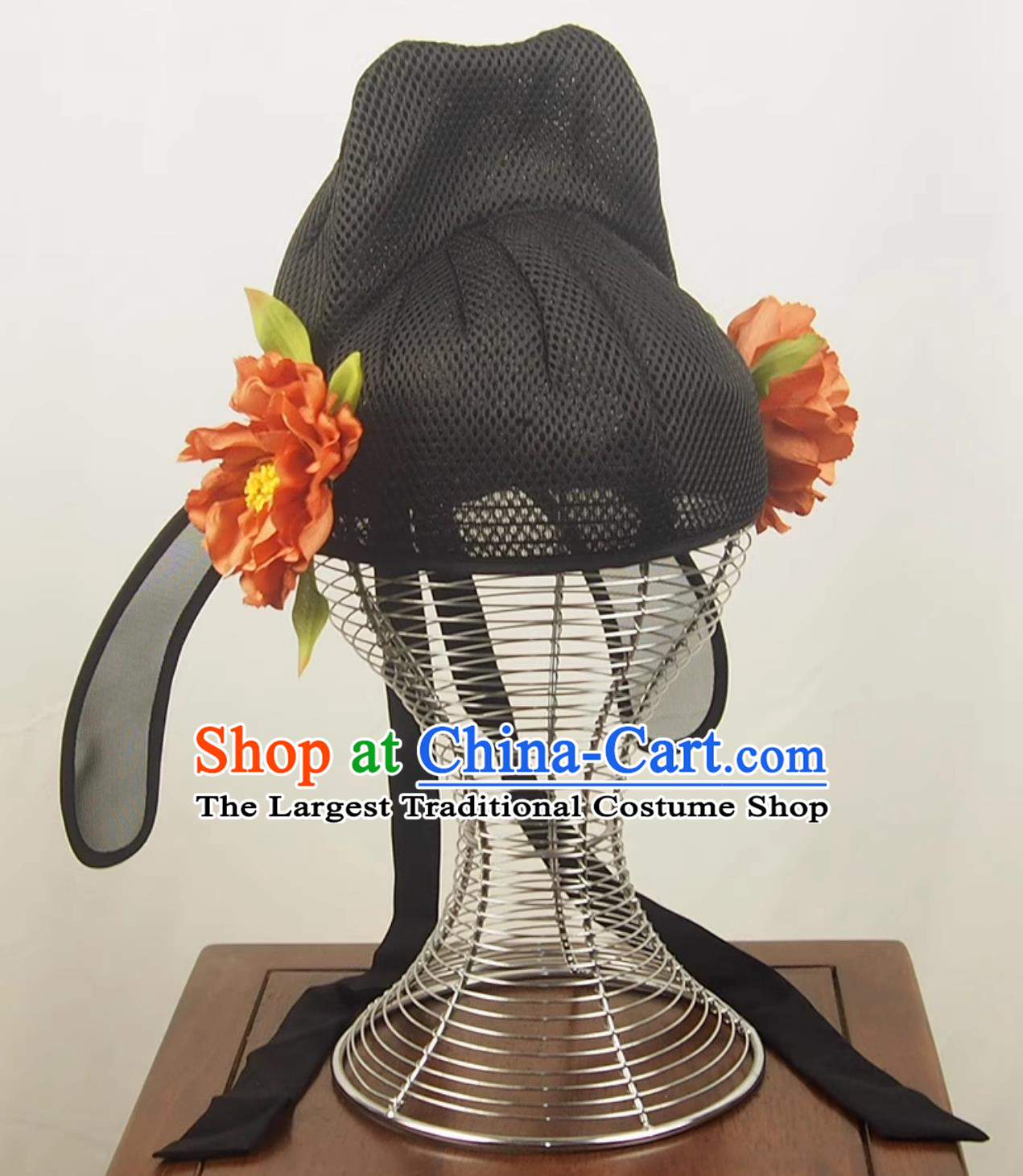 Tang Song Eight Great Scholars Floral Turban Peony Hairpin Scholar Hat Folded Scarf Ancient Chinese Headdress