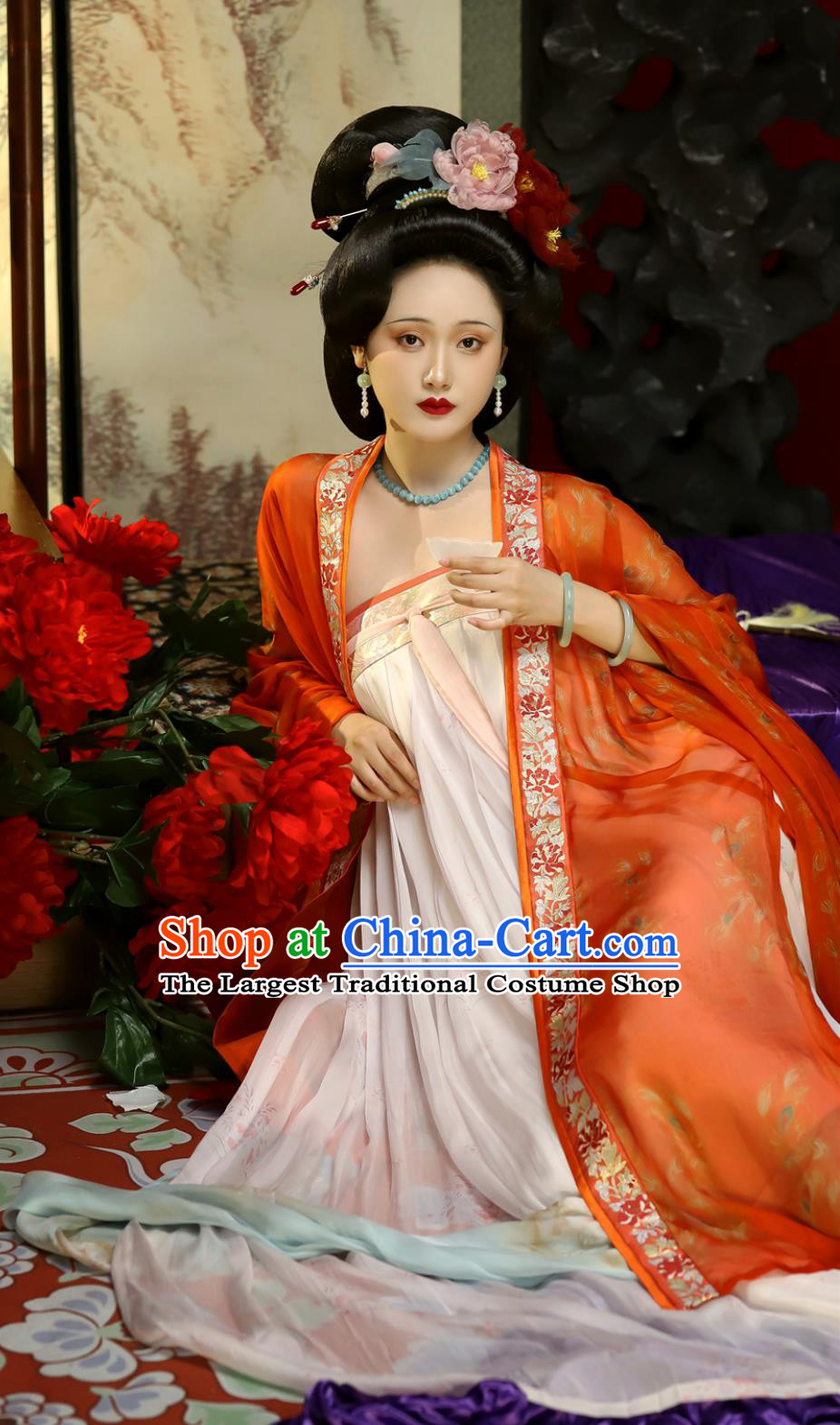 Ancient Palace Empress Clothing Traditional Chinese Hanfu Dress Late Tang Style Silk Wide Sleeve Cloak High Waisted Ruqun Set