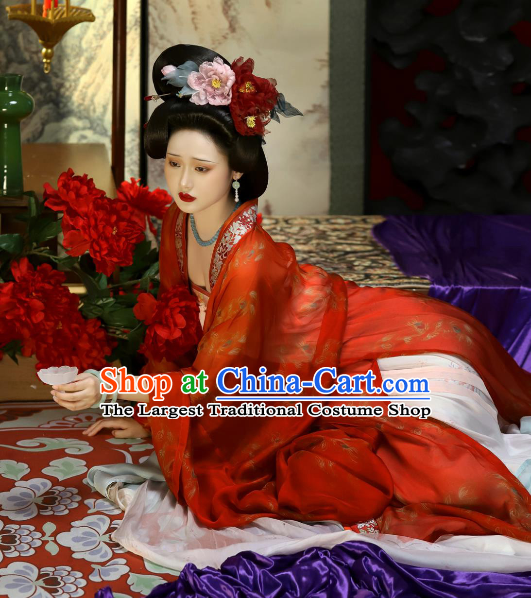 Ancient Palace Empress Clothing Traditional Chinese Hanfu Dress Late Tang Style Silk Wide Sleeve Cloak High Waisted Ruqun Set