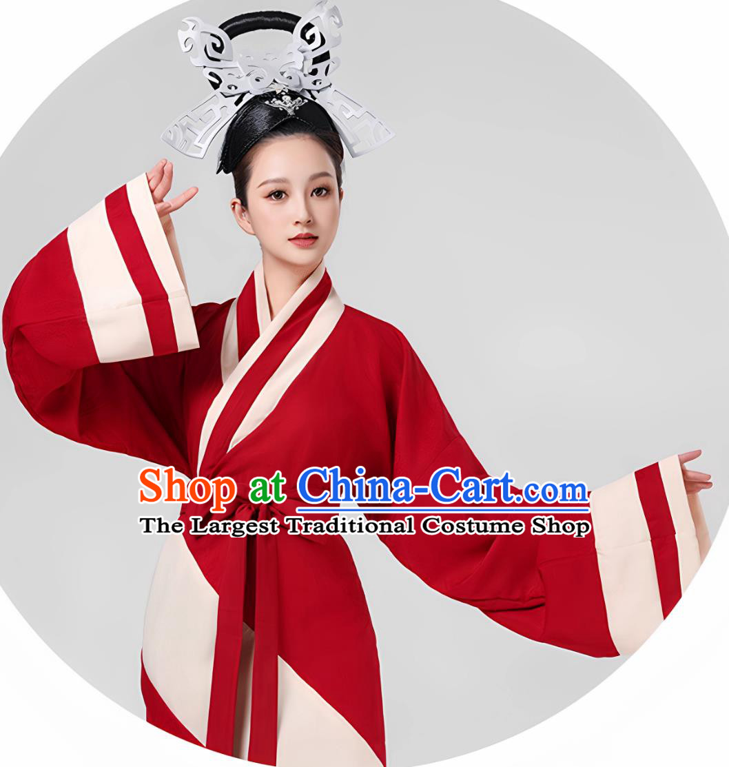 Han Dancing Beauty Han Dynasty Quju Robe Drum Dance Flying Swallow Costume Stage Performance Wine Red Ancient Hanfu Dress