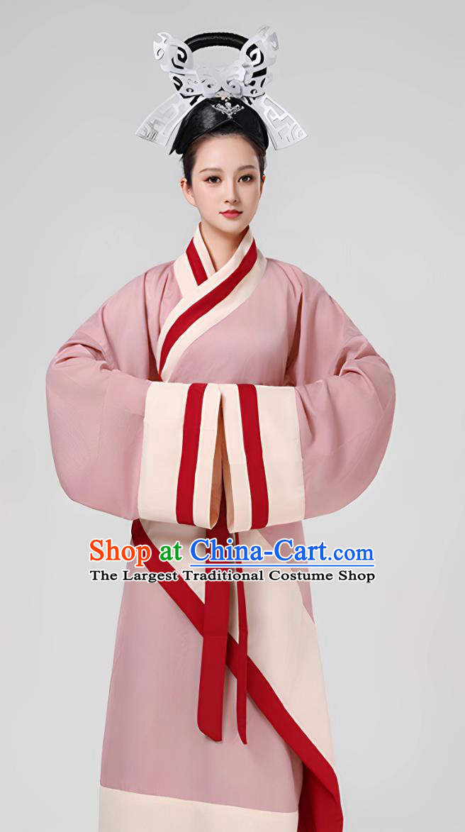 Stage Performance Pink Ancient Hanfu Dress Han Dancing Beauty Han Dynasty Quju Robe Drum Dance Flying Swallow Costume