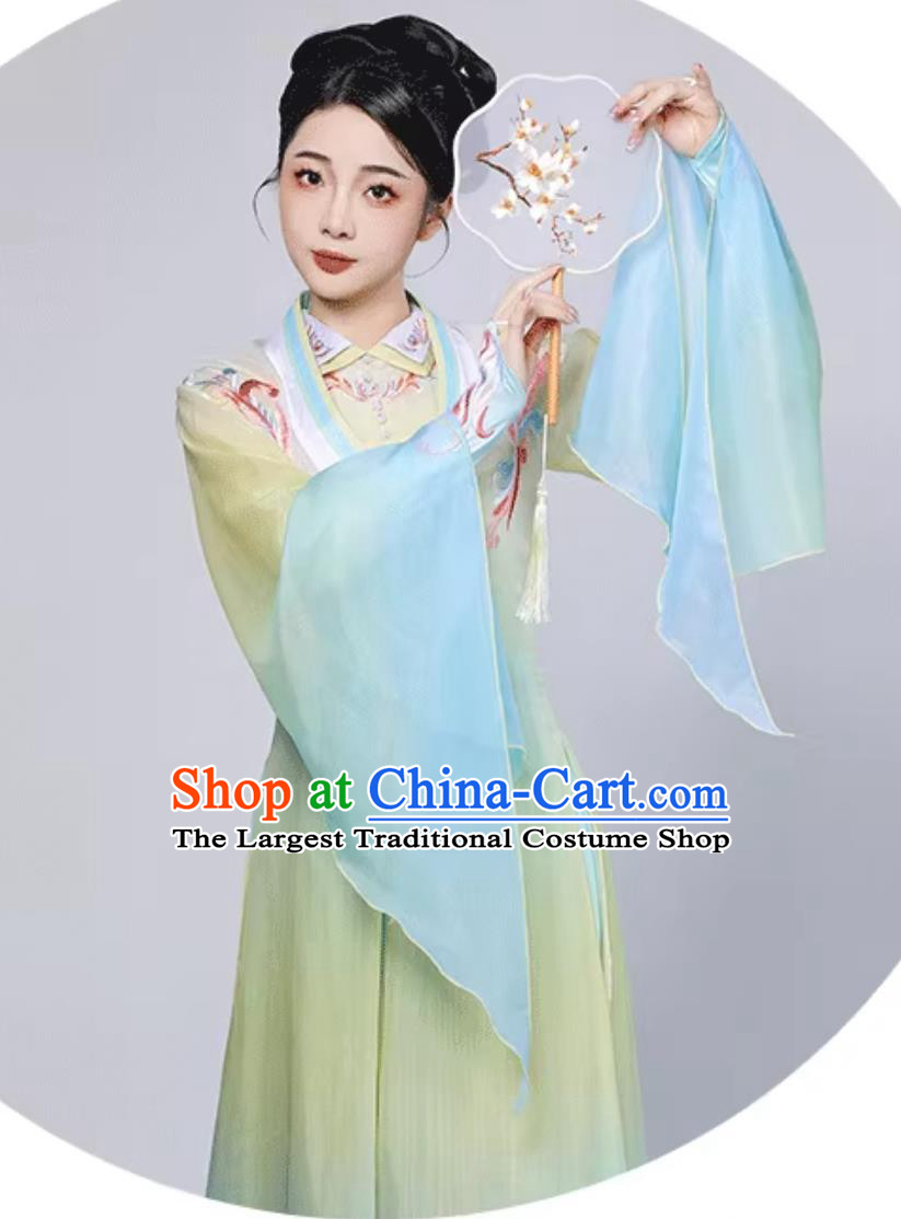 How Can One Not Recall Jiangnan Blue Yellow Gradient Classical Dance Performance Costume Women Fan Group Dance Lotus Award Attire